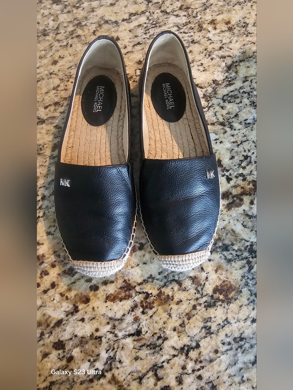 Michael Kors Black Leather Espadrille with Natural Jute Trim Size 5 - Picture 9 of 15